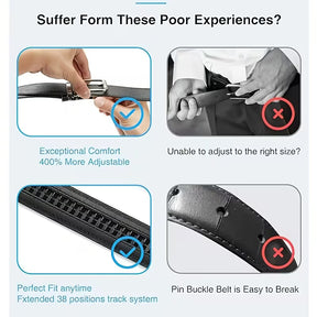 Men’s Adjustable Ratchet Belt – Fit's Nearly Any Size, Automatic Buckle, Casual Everyday Wear