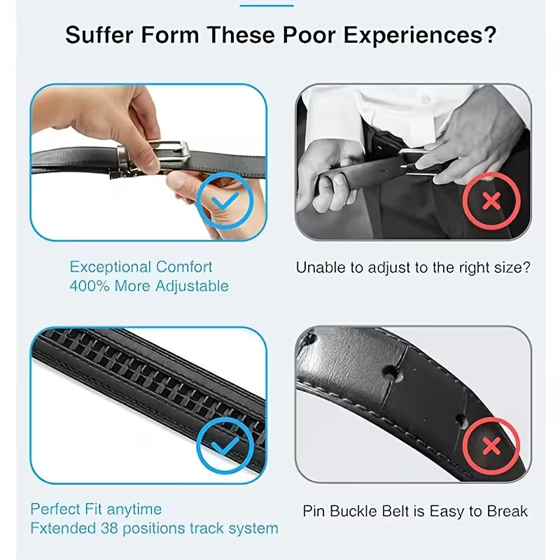 Men’s Adjustable Ratchet Belt – Fit's Nearly Any Size, Automatic Buckle, Casual Everyday Wear
