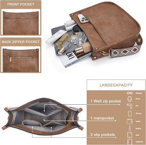 Soft Vegan Leather Hobo Crossbody Handbag with 2 Adjustable Guitar Style Straps