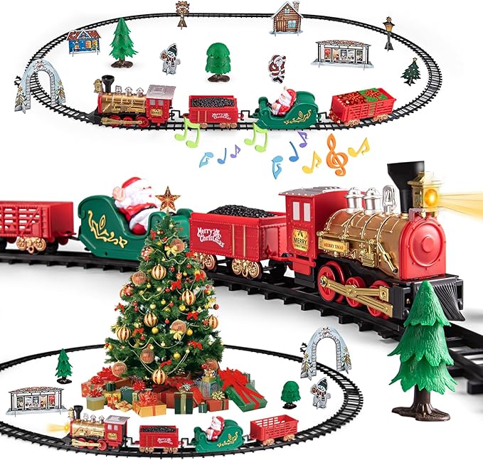 Christmas Tree Train with Light & Sound - Battery Powered Toy Train Set