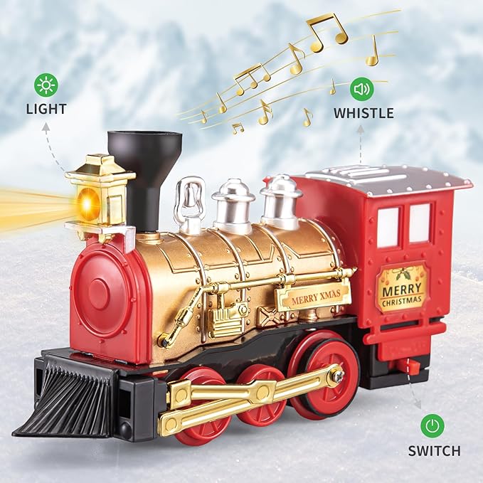 Christmas Tree Train with Light & Sound - Battery Powered Toy Train Set