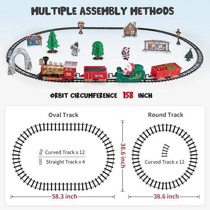 Christmas Tree Train with Light & Sound - Battery Powered Toy Train Set