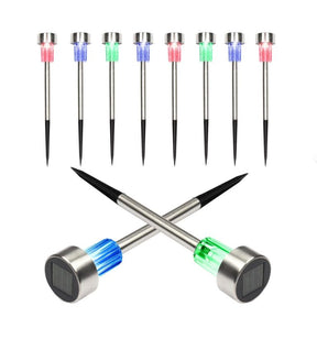 10pc Color Cycling Solar Patio Garden Path Lights – Auto Color-Changing