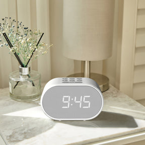 Minimalist Bedside Alarm Clock with FM Radio & USB Charging Port