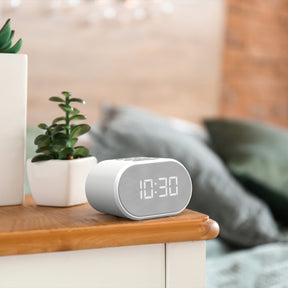 Minimalist Bedside Alarm Clock with FM Radio & USB Charging Port