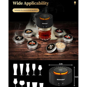 Electric Whiskey Smoker Kit – 2 Ice Ball Molds, 2 Glasses, Built-in Lighter & More