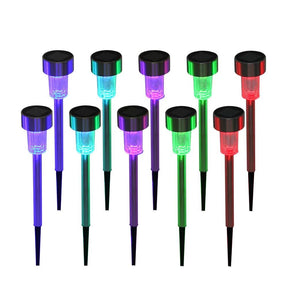 10pc Color Cycling Solar Patio Garden Path Lights – Auto Color-Changing