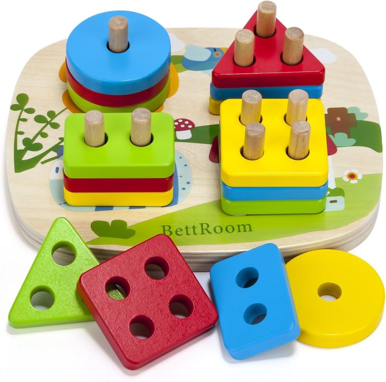 Wooden Blocks Educational Stacking Montessori Toy – Geometric Sorter