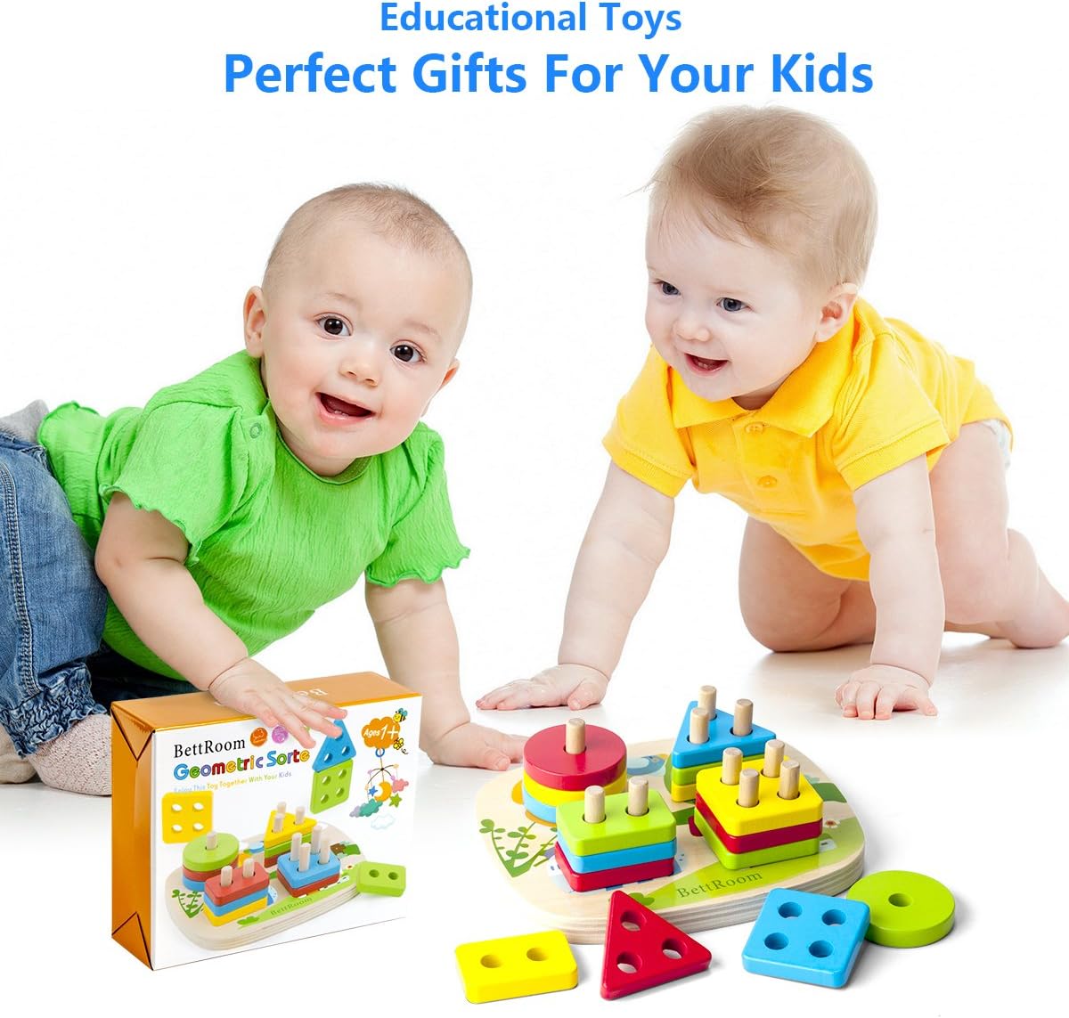 Wooden Blocks Educational Stacking Montessori Toy – Geometric Sorter