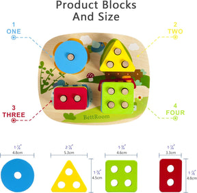 Wooden Blocks Educational Stacking Montessori Toy – Geometric Sorter