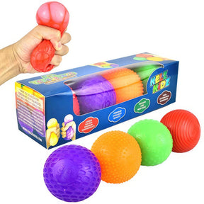 4pk Textured Stretch & Squeeze Stress Balls – Sensory Fidget Toys