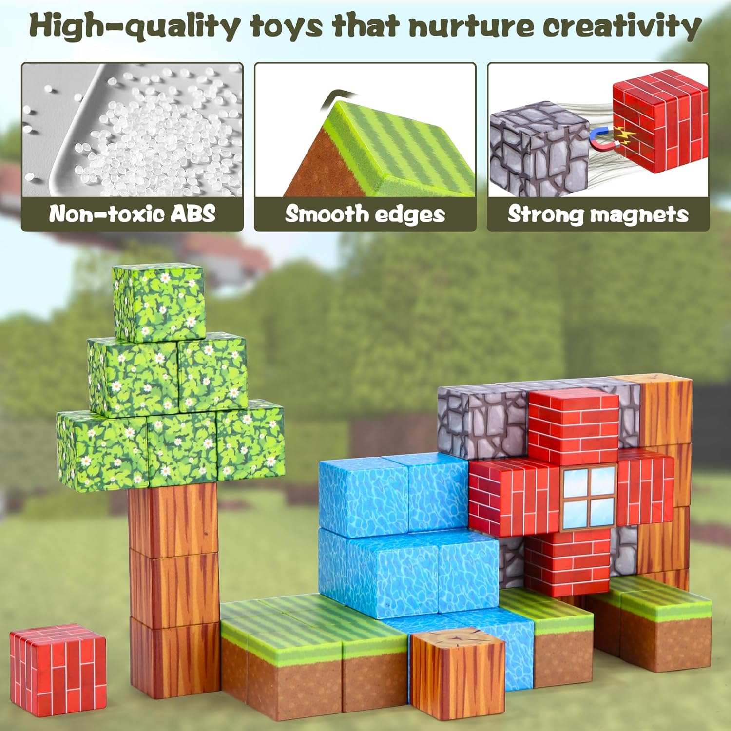 64pc Magnetic Forest Tree House Building Blocks – Creative STEM Set