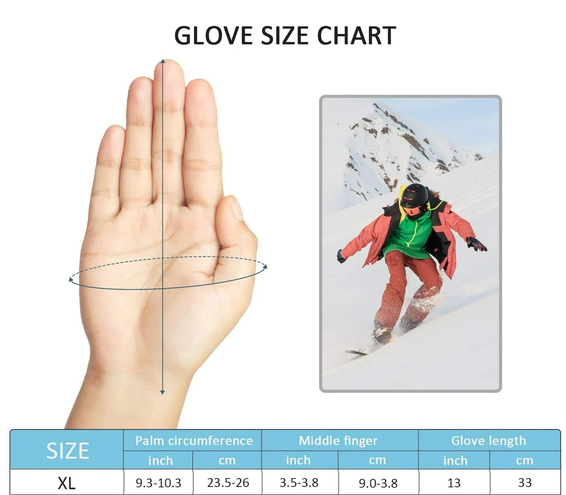 SkyGenius Waterproof Ski Gloves – Touchscreen Winter Warm Gloves for Men Women, XL Only