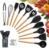 22 Piece Kitchen Utensil Set – Non-Stick Heat Resistant Silicone with Wooden Handle