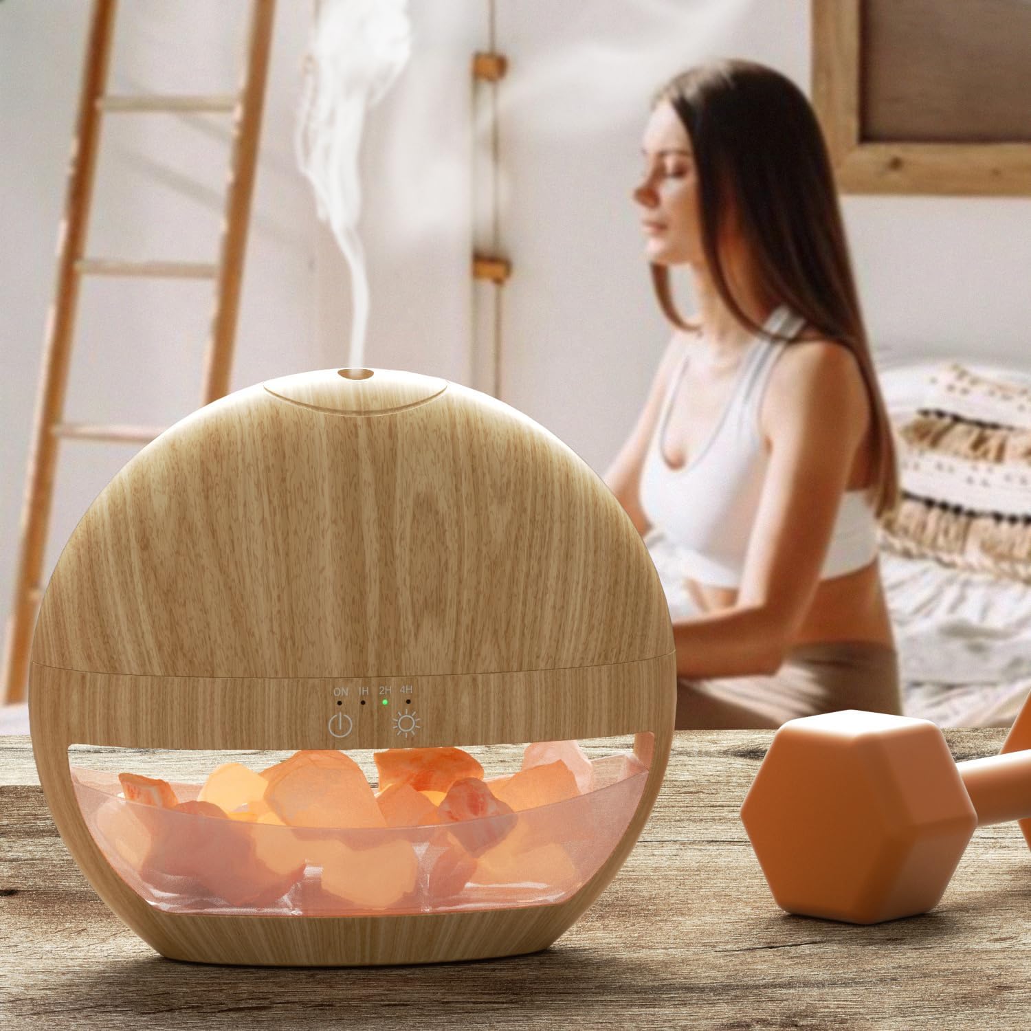 Himalayan Salt Lamp Essential Oil Diffuser – Ultrasonic 100ml Aromatherapy Humidifier