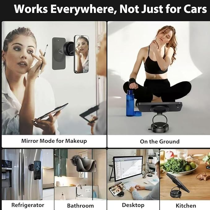 Magnetic Car Phone Holder – Super Strong Vacuum Mount, 360° Foldable