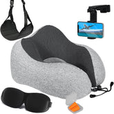 Airplane Travel Kit with Memory Foam Neck Pillow – 6 Piece Flight Comfort Set