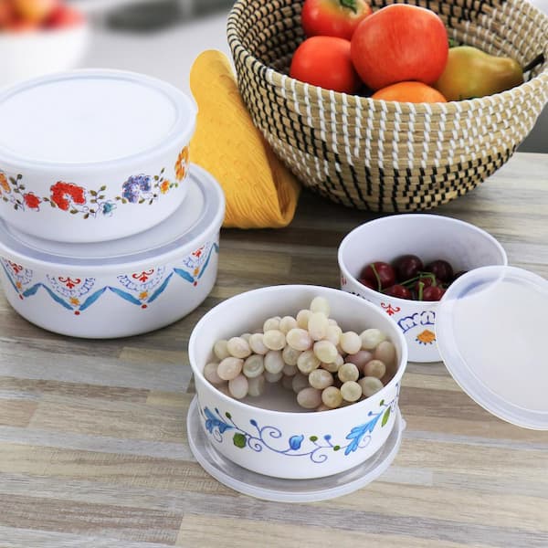 8pc Floral Gibson Home Anaya Nesting Food Storage Bowls