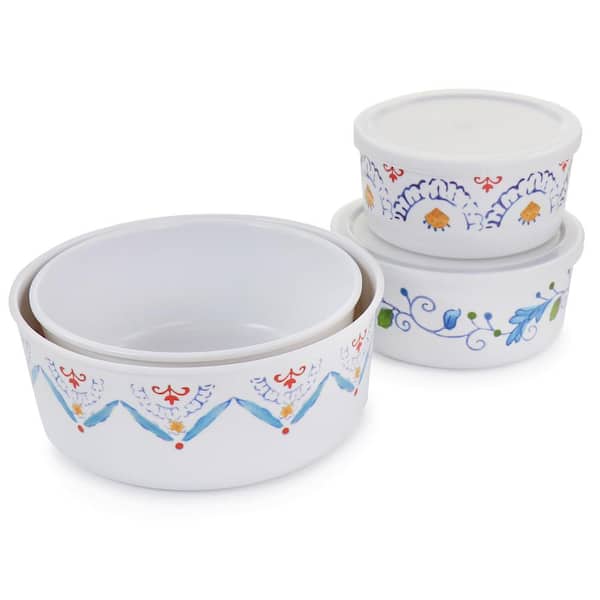 8pc Floral Gibson Home Anaya Nesting Food Storage Bowls