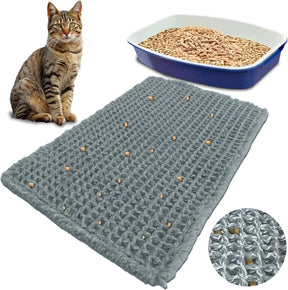 Cat Litter Mat – 24″ x 16″ Non-Slip Yarn Kitty Litter Trapper – Grey