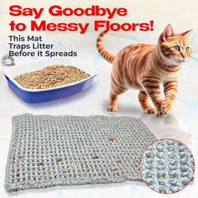 Cat Litter Mat – 24″ x 16″ Non-Slip Yarn Kitty Litter Trapper – Grey
