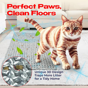Cat Litter Mat – 24″ x 16″ Non-Slip Yarn Kitty Litter Trapper – Grey