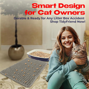 Cat Litter Mat – 24″ x 16″ Non-Slip Yarn Kitty Litter Trapper – Grey