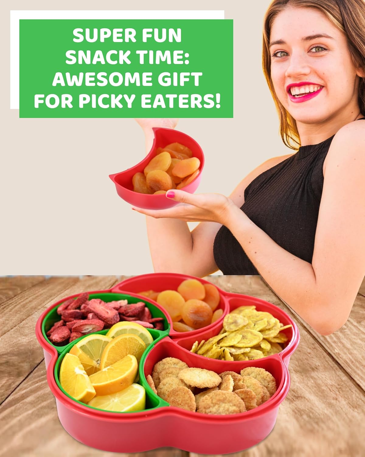 Skywin Flower Shaped Snack Tray – Fun Snack Container with Spinner for Travel