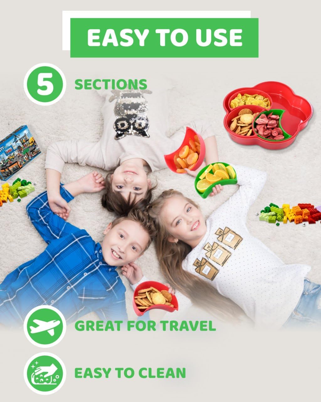 Skywin Flower Shaped Snack Tray – Fun Snack Container with Spinner for Travel