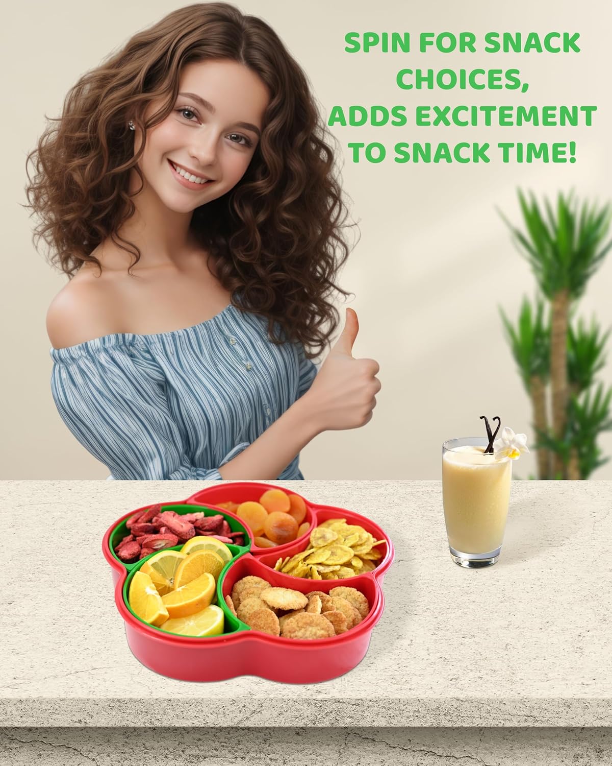 Skywin Flower Shaped Snack Tray – Fun Snack Container with Spinner for Travel