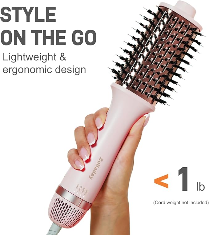 Zelladay Dual Ionic Blow Dryer Brush – Hot Air Brush for Fast Blowouts