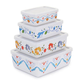 8pc Floral Gibson Home Anaya Rectangular Nesting Food Storage Containers