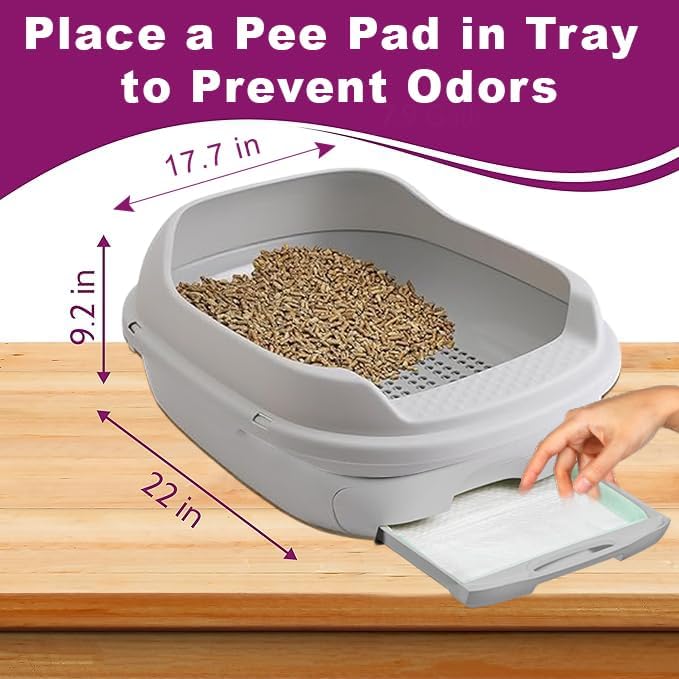 TidyFriend Sifting Cat Litter Box for Pine Pellets – 22″ x 17.7″ Grey