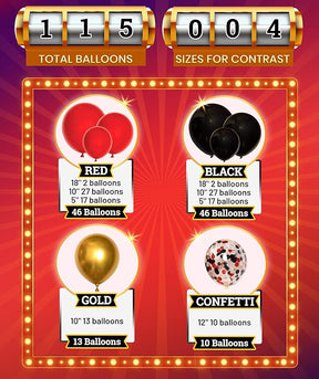 Red, Black & Gold Balloon Garland Kit – Casino Party Arch Decor Set