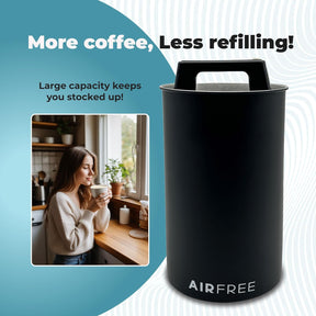 Skywin Airtight Coffee Canister – Vacuum Seal Metal Coffee Storage Black