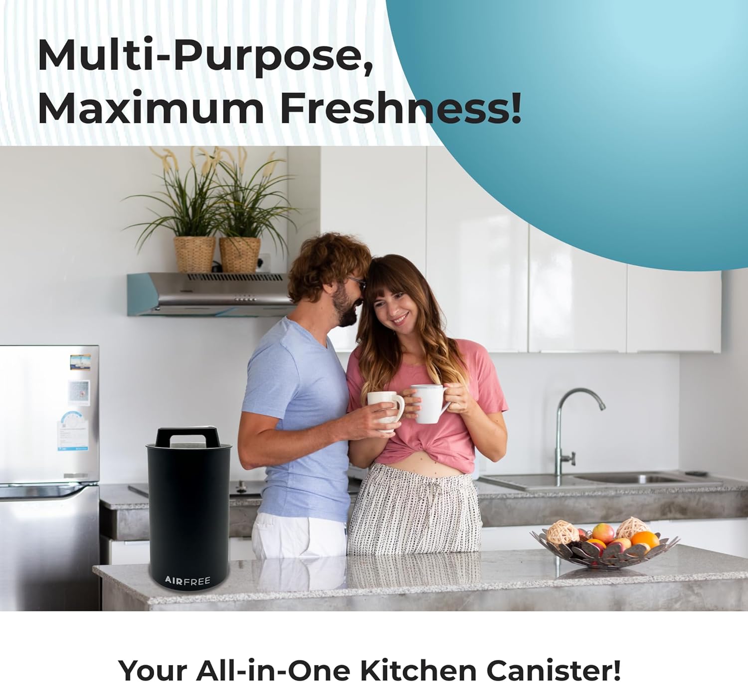 Skywin Airtight Coffee Canister – Vacuum Seal Metal Coffee Storage Black