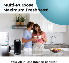 Skywin Airtight Coffee Canister – Vacuum Seal Metal Coffee Storage Black