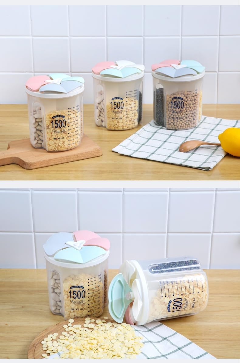 Divided Snack Containers – 3 Slot Airtight Snack Box for Travel & Pantry