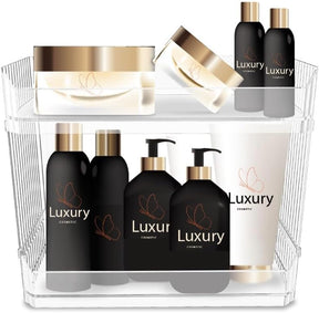 Skywin Stackable Open Front Storage Bins – 2-Tier Acrylic Organizer