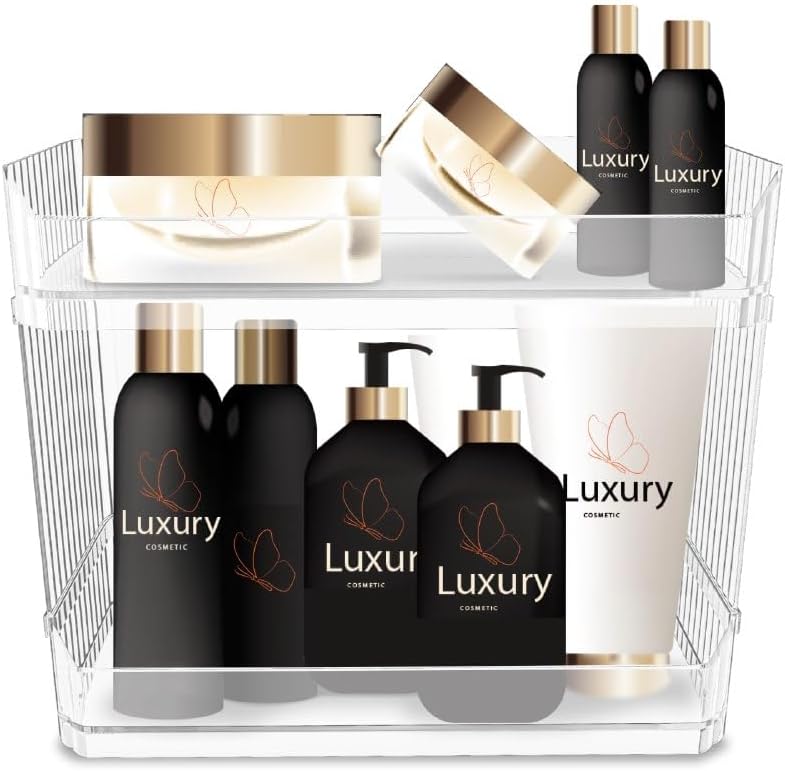 Skywin Stackable Open Front Storage Bins – 2-Tier Acrylic Organizer