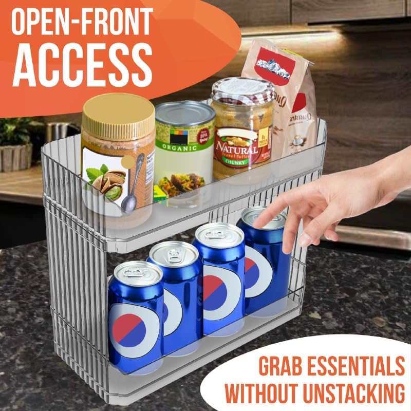 Skywin Stackable Open Front Storage Bins – 2-Tier Acrylic Organizer