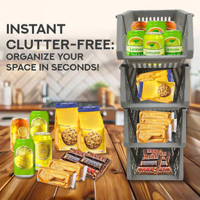 TidyFriend Small Stackable Storage Bins – 4 Pack Open Front