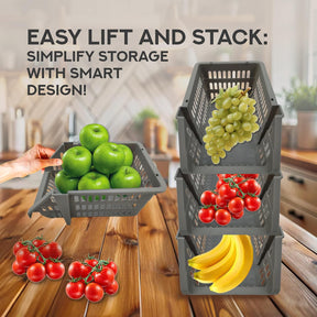 TidyFriend Small Stackable Storage Bins – 4 Pack Open Front