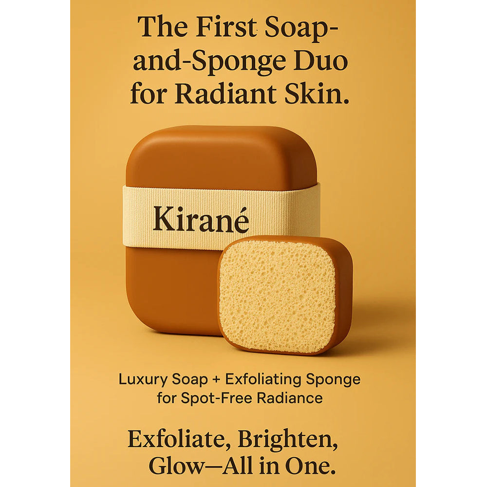 Kirane Turmeric Kojic Acid Brightening Soap with Exfoliating Sponge