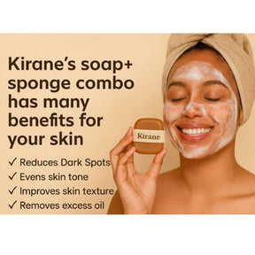Kirane Turmeric Kojic Acid Brightening Soap with Exfoliating Sponge