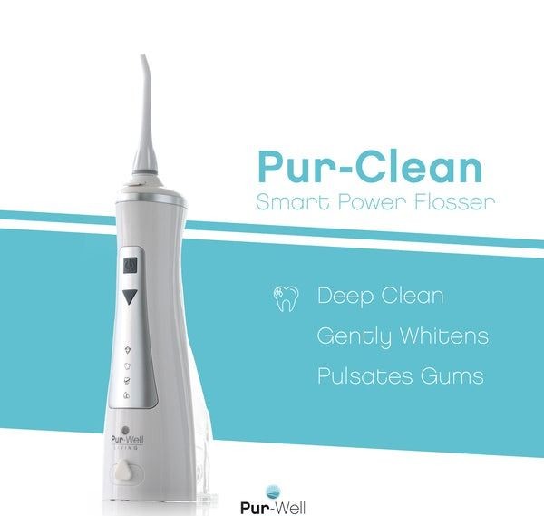 Pur-Clean Smart Power Water Flosser – 4 Cleaning Modes, USB Rechargeable