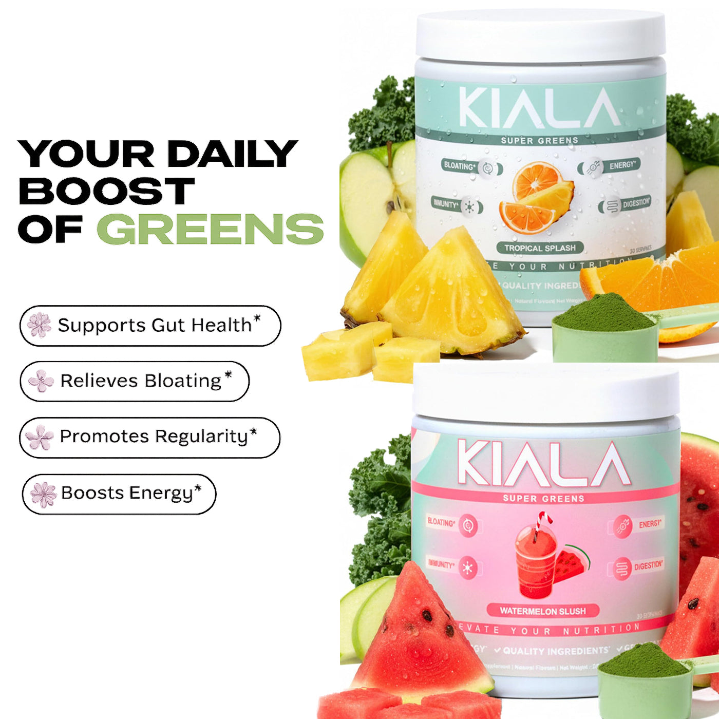 Kiala Nutrition Super Greens Powder – Daily Organic Greens Supplement