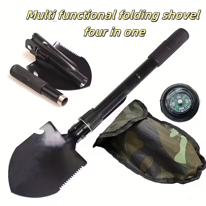 4-in-1 Folding Survival Shovel Tool – Saw, Pickaxe & Bottle Opener