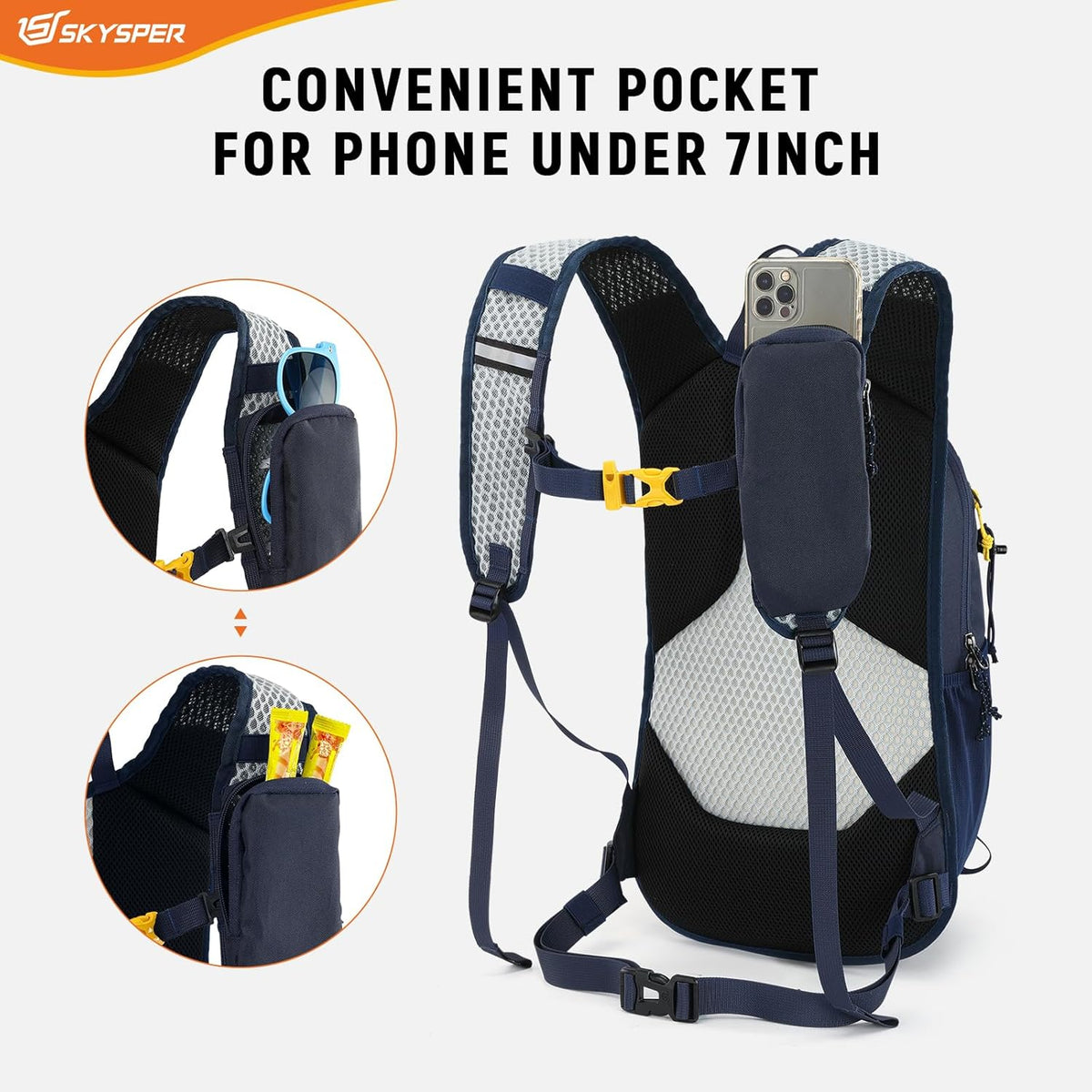 SKYSPER 15L Hiking Backpack Lightweight Daypack with Phone Pocket