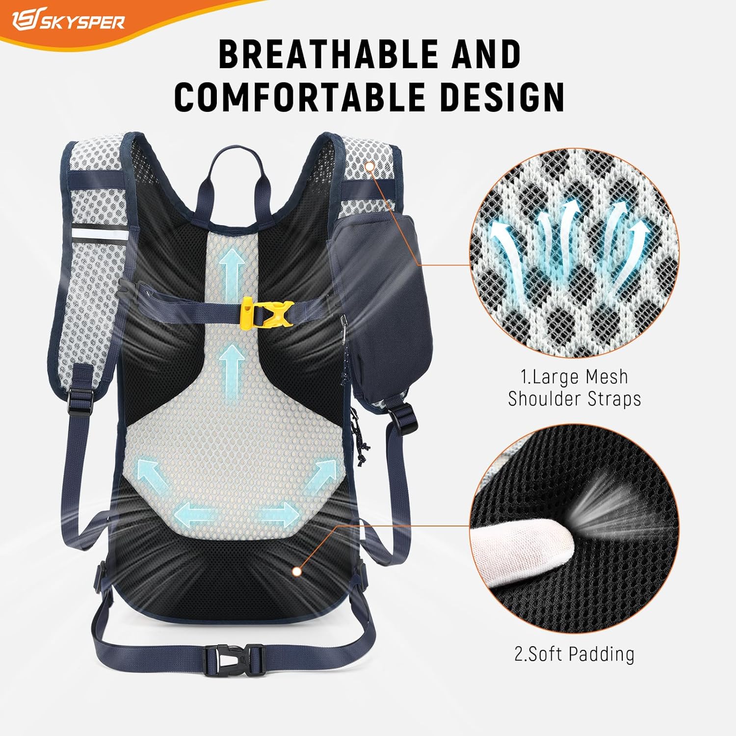 SKYSPER 15L Hiking Backpack Lightweight Daypack with Phone Pocket